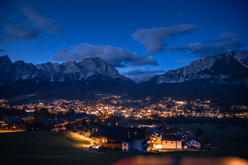Cortina d'Ampezzo Panorama view nightscape