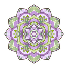 Mandala in green and violet colors