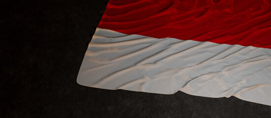 Indonesia flag with folds banner 3D Render