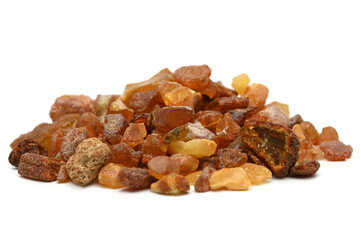 Pieces of natural amber stones