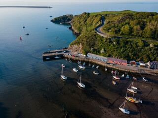 View of  boats in Lower Fishguard Harbour in Pembrokeshire