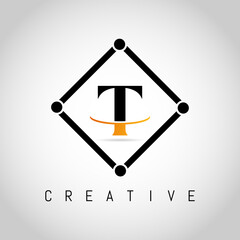 T Square Framed Letter Logo Design Vector. Creative Letter T Logo Design.