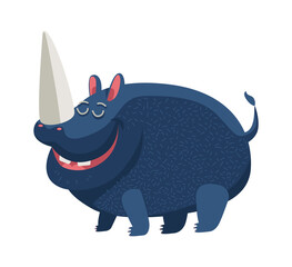 Cartoon Animal funny rhinoceros. Vector illustration