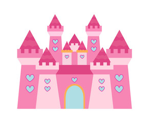 Cartoon princess childish castle. Vector illustration
