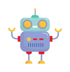 Cartoon retro robot toy. Vector illustration