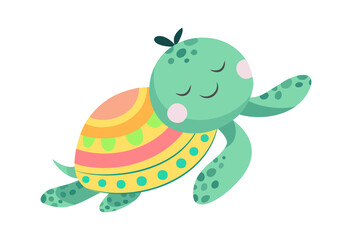 Cartoon Underwater Animal turtle. Vector illustration