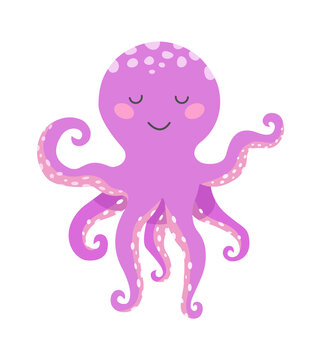 Cartoon Underwater Animal octopus. Vector illustration
