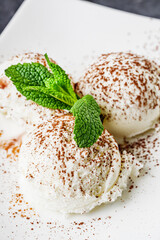ball of delicious vanilla frost on a black background