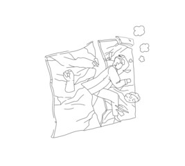 Man breaking stone wall with head outline vector drawing illustration. Guy with clenched fists banging cracking obstacle illustration