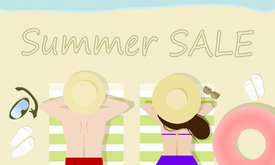 beach girl and boy summer Sale