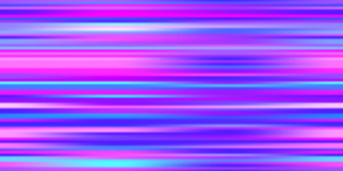 Colorful neon blue and purple lines abstract seamless pattern. Iridescent holographic backdrop. Vibrant background in 80s and 90s style. Unicorn wallpaper. Disco backdrop. © Kusandra