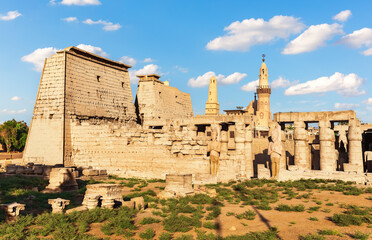 Fototapeta premium Beautiful Pylon of Luxor Temple, view of the pillars and statues, Egypt