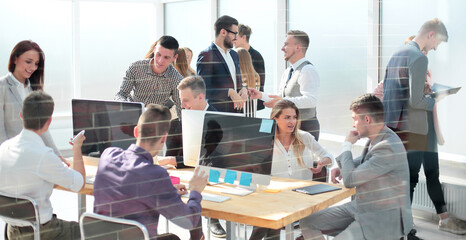 business people greet each other in the office
