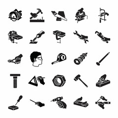 Carpenter's tool glyph vector icons