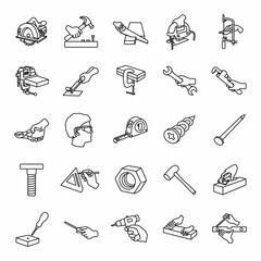 Carpenter's tool outline vector icons