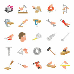 Carpenter's tool color vector icons
