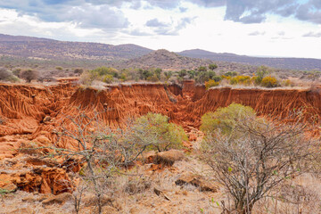 Scenic view of Ol Jogi canyons against sky at Nanyuki, Kenya