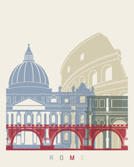 rome skyline in watercolor-poster
