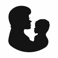 Delicate silhouette of a mother with a baby. Vector illustration.