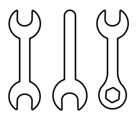 Simple set of three wrench keys