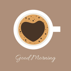 Top view of the coffee cup. Good morning. I love coffee, simple vector illustration. vector