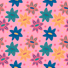 Folk flowers ethnic pattern background