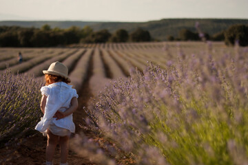 ni&ntilde;o jugando entre lavanda