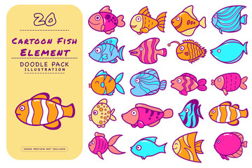 Cartoon Fish Doodle Illustration
