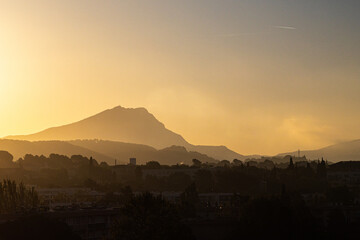 the Sainte Victoire mountain in the light of a spring morning