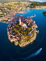 Rovinj, Istra, Croatia. Aerial drone view.