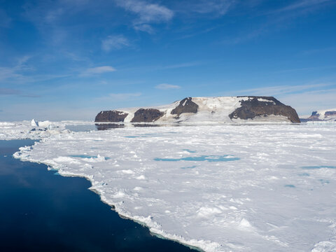 Ice chokes the waters surrounding Lockyer Island, Weddell Sea