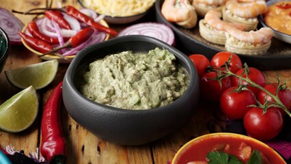 Mexican food. Guacamole is an avocado-based dip, spread, or salad