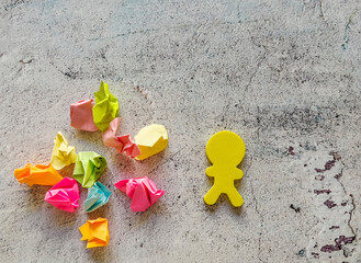 New  idea concept with crumpled colorful sticky notes  