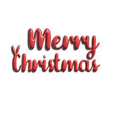 3D vector Merry Christmas lettering. Hand drawn 3D vector Merry Christmas phrase with shadow,  isolated on a white background. Design for cards, posters, banners.