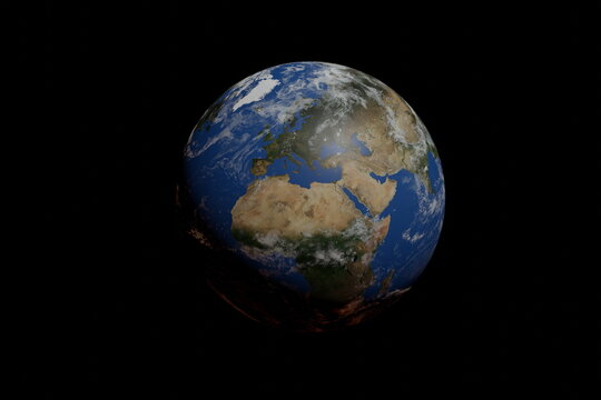 3d rendering illustration of Earth globe on black background