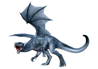 3D Rendering Fairy Tale Dragon on White