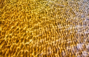 Soft wave of the sea on the sandy beach. Underwater of tropical