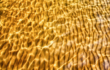 Soft wave of the sea on the sandy beach. Underwater of tropical