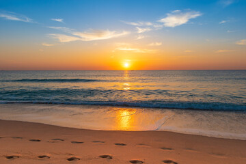 Stunning sunrise and beach landscape. 