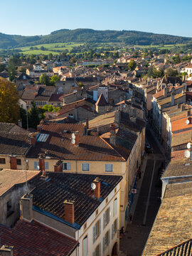 Looking down on the town of Cluny from the Cheese Tower, Cluny, Saone-et-Loire, Burgundy, France