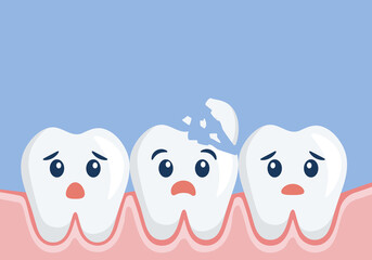 Teeth break concept. Dental problem. Toothache.Oral care. 