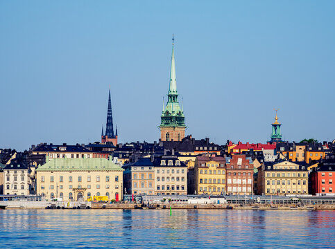 Gamla Stan reflecting in the water, Stockholm, Stockholm County, Sweden