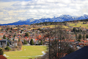 View of the village Pfronten. The Alps. Bavaria, Germany, Europe.