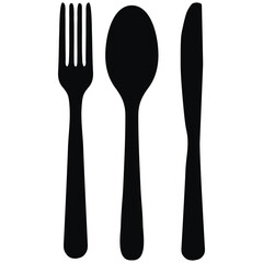 spoon and fork knife black icon
