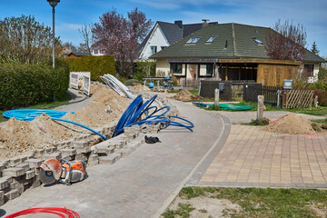 fiber laying for high speed internet construction site