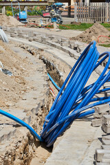 fiber laying for high speed internet construction site