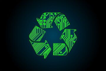 Digital recycling sign illustration concept