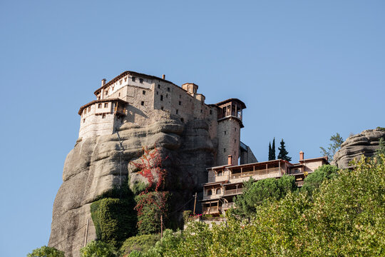 Roussanou Monastery on a steep rock in Meteora, UNESCO World Heritage Site, Thessaly