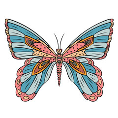 Colorful butterfly. Hand drawn isolated vector illustration. 