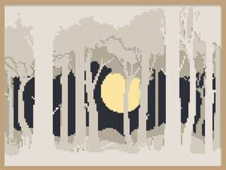 Pixel art Forest background. Pixel art 8 bit. Pixel background, old school style. 